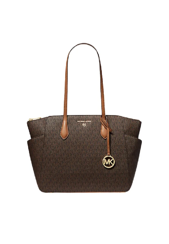 Michael Michael Kors Bags for fitness competitions to carry essentials( PREORDER ) Michael Kors Marilyn Medium Logo Tote Bag In Brown Accorn 30S2G6AT2B