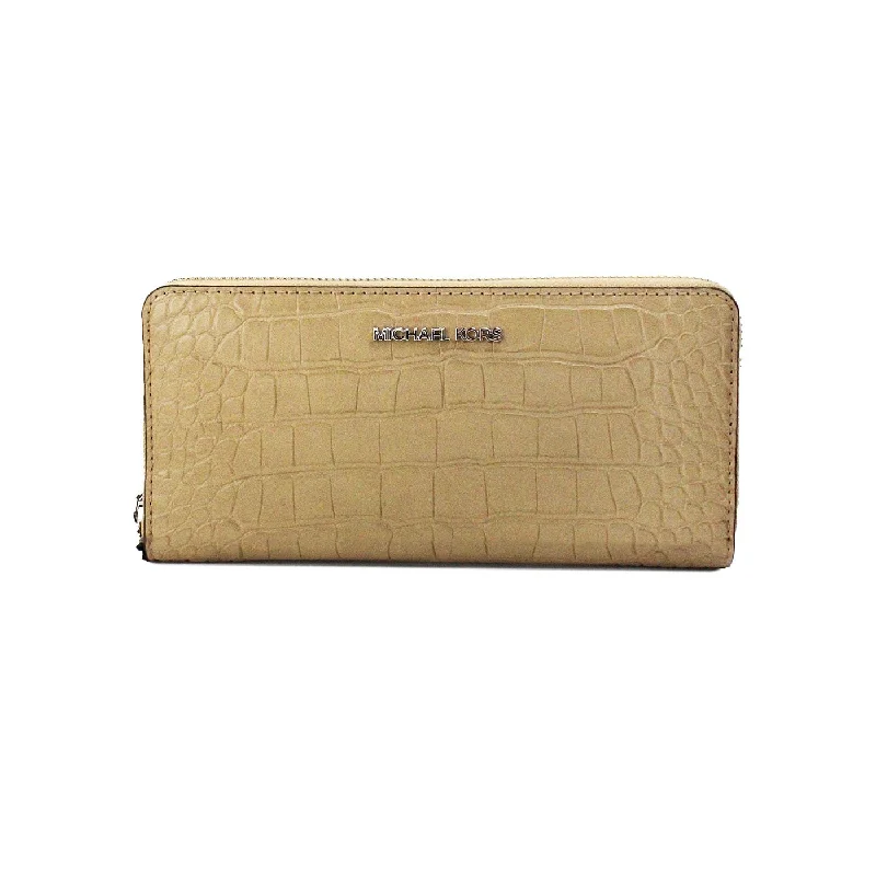 smooth leather Michael Michael Kors handbags for a sleek lookMichael Kors Jet Set Large Camel Animal Print Leather Continental Wrist Wallet