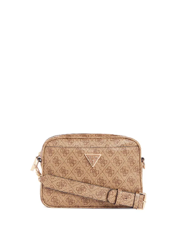 Guess bags with signature logo designBeige Logo Meridian Camera Bag