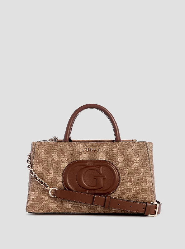 Guess bags for street style looksEco Brown Logo Mietta Satchel Bag