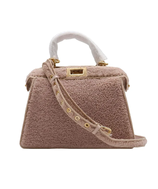 Fendi bags with a detachable makeup pouch inside for beauty - conscious usersFendi Nude Shearling Peekaboo Bag GHW  AGC2033