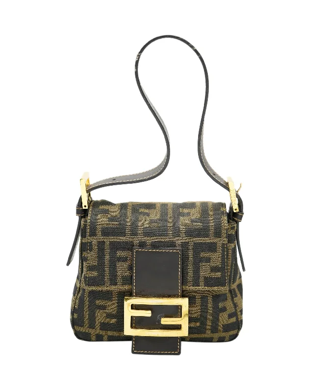 Fendi crossbody bags with a detachable wallet on chain for a hands - free wallet optionFendi Brown FF Canvas Mini Bag - 59810A DBXS1760