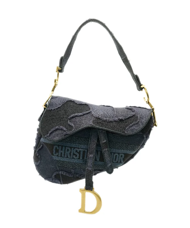 Christian Dior Saddle bags with a patent leather finish for a shiny lookChristian Dior Saddle - blue canvas embroidered camouflage with Strap ALC1644