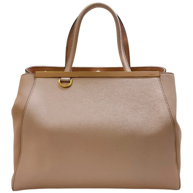 Ladies Fendi Peekaboo bags with a hand - stitched leather handle for artisanal charmFendi Pink Leather 2 Jours Tote