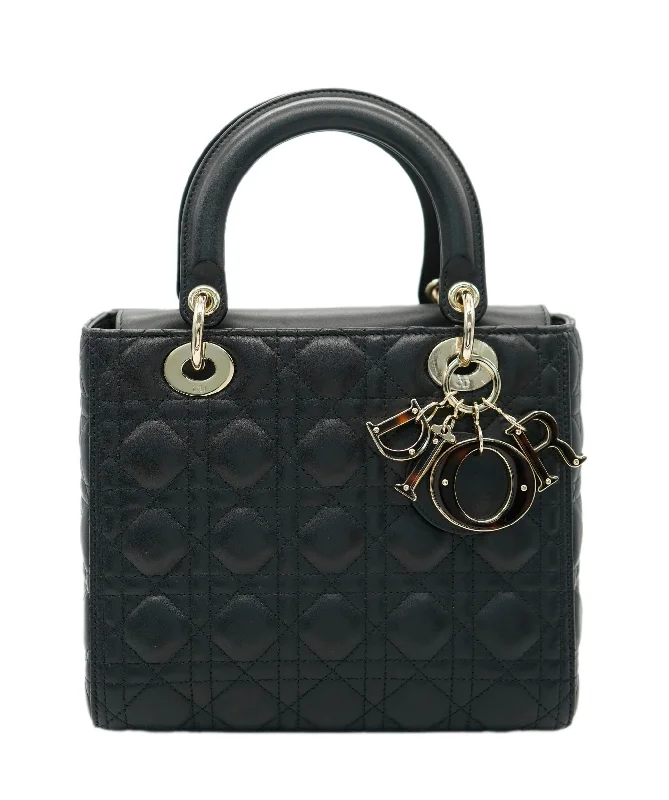 Christian Dior Saddle bags with a distressed leather finishChristian Dior Lady Dior Medium Black *RRP £5300*  ALL0738