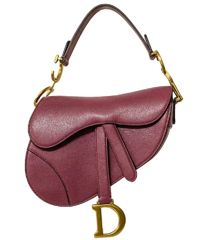 Christian Dior bags with a zip - top closure and multiple compartmentsSmall Burgundy Saddle Handbag