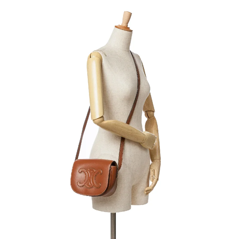 Designer Celine Bags for Fashion - Forward IndividualsCeline Calfskin Triomphe Folco Crossbody Brown