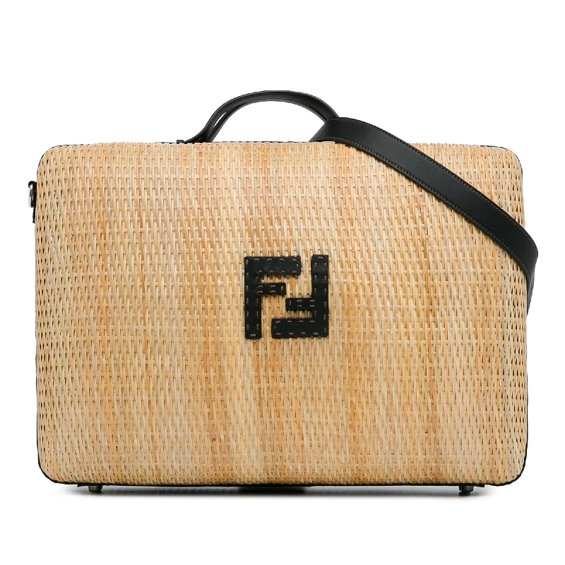 Ladies Fendi shoulder bags with a quilted leather exterior for a luxurious and cozy lookFendi Rattan Travel Bag