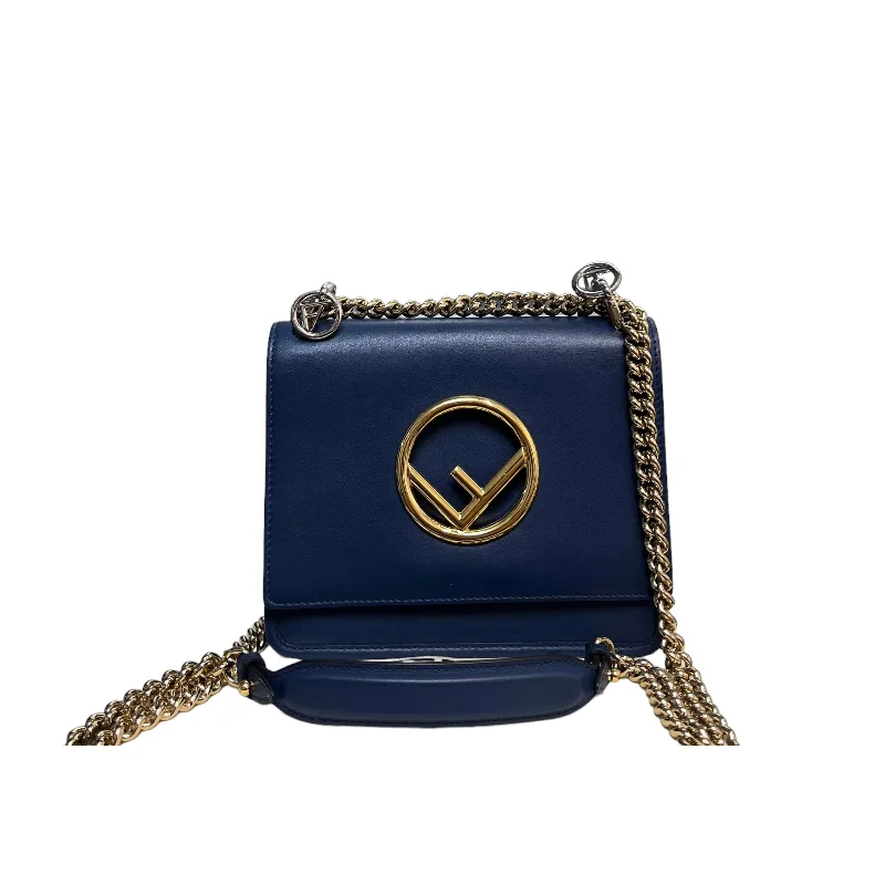 Ladies Fendi shoulder bags with a hidden magnetic pocket for discreet storageF is Fendi Small Kan Vitello Century Blue MHW