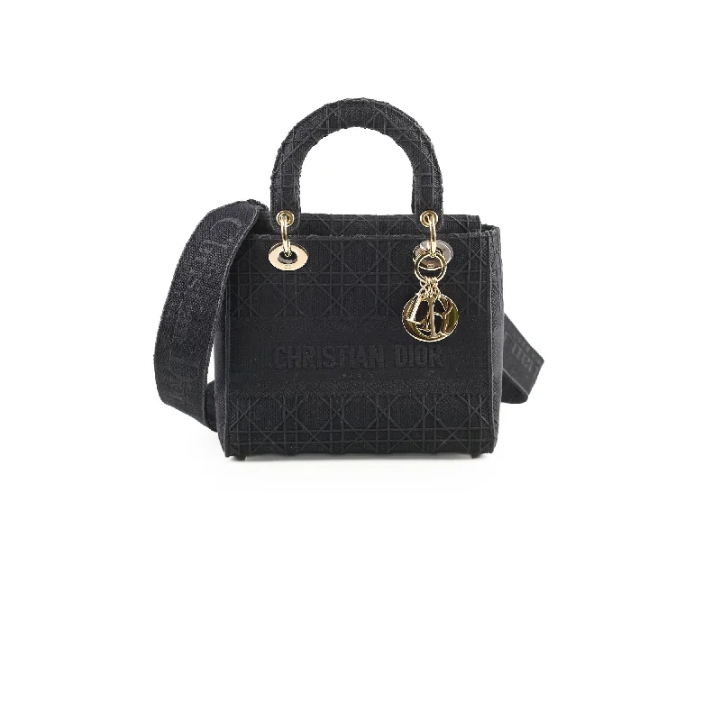 Trendsetting Christian Dior crossbody bags with a colorful strapChristian Dior Lady Dior Small Black Fabric - 2020