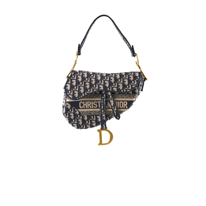 Christian Dior crossbody bags with a front - flap pocket for easy accessChristian Dior Oblique Saddle Bag Navy