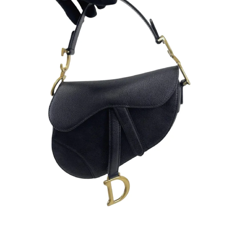 Christian Dior tote bags with a double - handle and shoulder - strap optionSaddle Bag Mini Grained Calfskin Black GHW