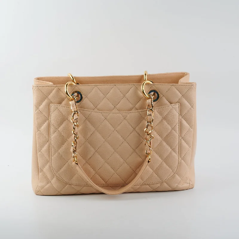 Chanel bags with the perfect balance of luxury and functionalityChanel Caviar Grand Shopping Tote GST Beige