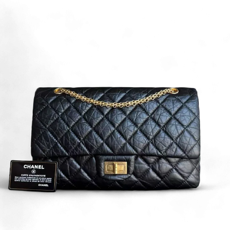 Chanel bags as wedding day accessories2.55 227 30CM Quilted Calfskin Black Golden Hardware Series 13