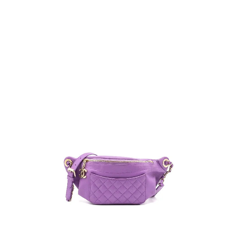 Chanel bags for women who love timeless fashionChanel Belt bag Lambskin Purple LGHW