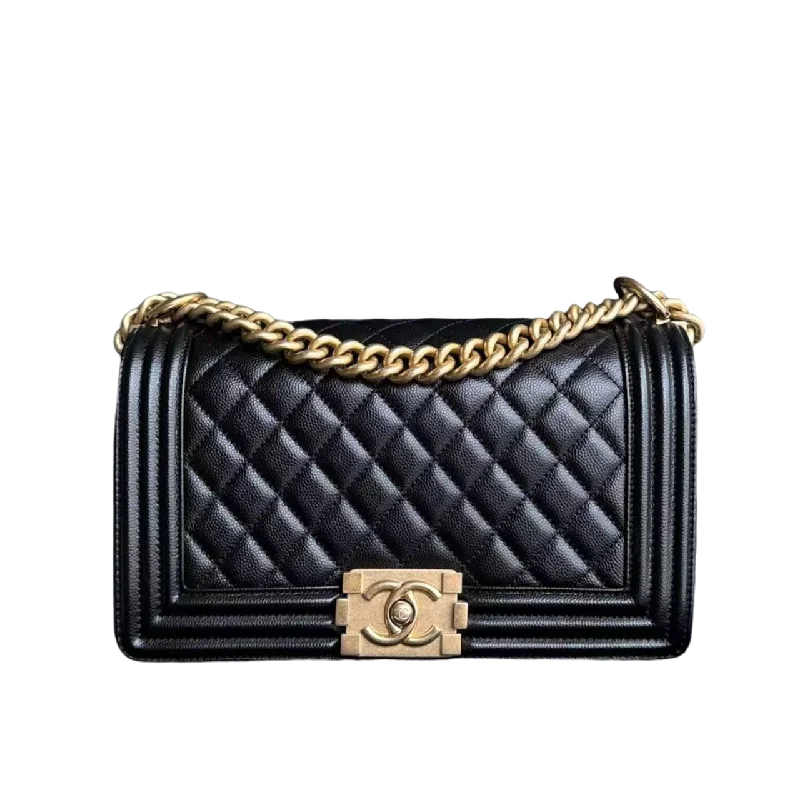 Chanel Colorful Handbag for Spring OutfitsChanel Boy Medium - Caviar 25CM Quilted Black Gold Hardware Sereis 27