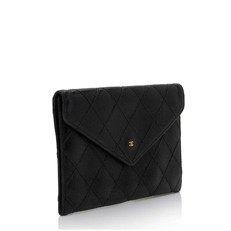 Chanel bags available at online luxury retaileChanel Calfskin Diamond Wild Stitch Envelope Wallet (pNxSvK)