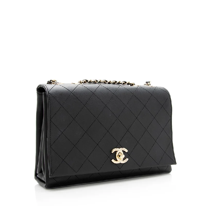 Chanel Handbag with Adjustable Strap for ComfortChanel Calfskin Triple Compartment Flap Bag (19403)