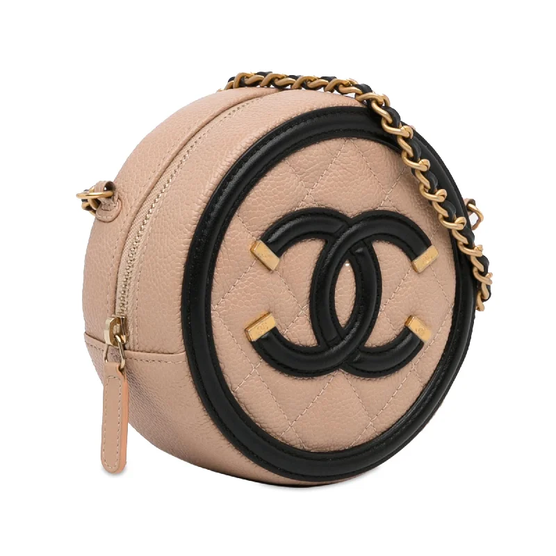 Chanel bags with iconic stitching detailsChanel Caviar CC Filigree Round Crossbody (gqaR43)