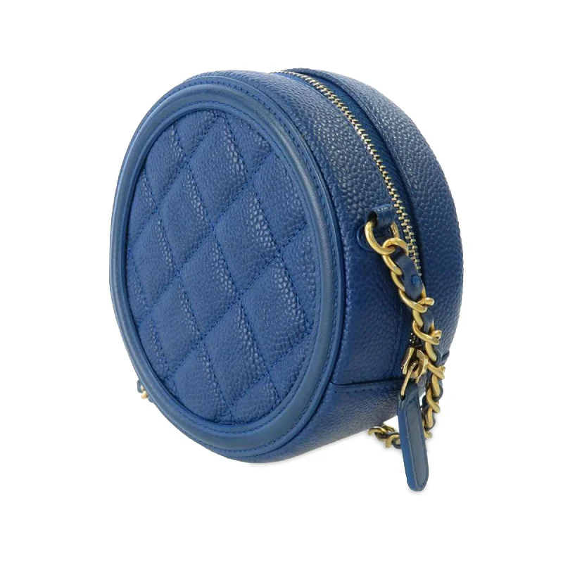 Chanel bags with chain and leather strap combinationsChanel Caviar CC Filigree Round Crossbody (mZOwMh)