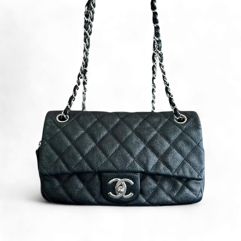 Chanel bags for the minimalist fashionChanel Seasonal Flap - Zip Around Caviar Quilted Black Silver Hardware Series 17