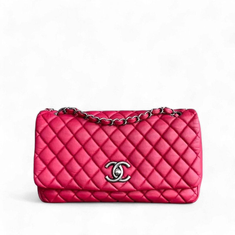 Chanel bags for a polished and professional appearanceCC Puffer Bubble Seasonal Classic Flap Calfskin Red Silver Hardware Series 17