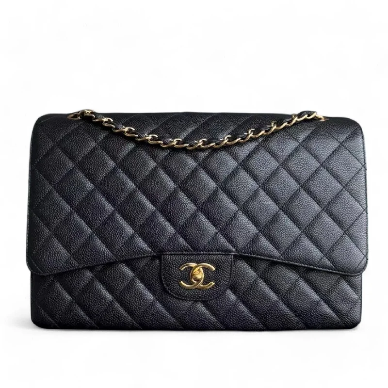 Chanel bags with modern touchesChanel Classic Flap Maxi - Caviar Single Flap 33CM Quilted Black Gold Hardware