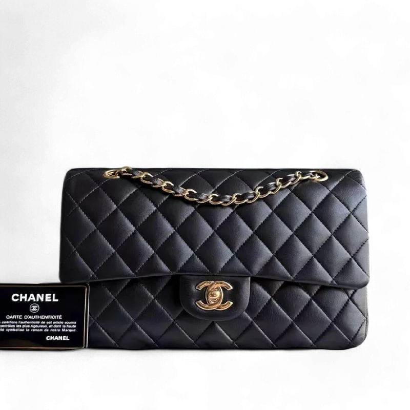 Chanel bags for those who value investment piecesChanel Classic Flap Medium - Lambskin 25CM Quilted Black Gold Hardware Series 15