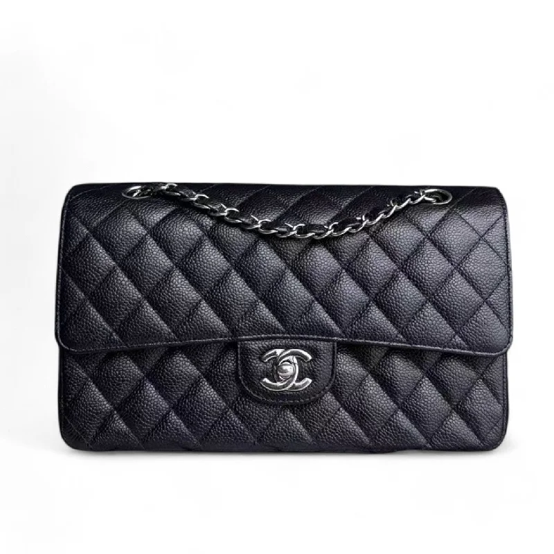 Chanel bags available in bold colors and patternsChanel Classic Flap Medium - Caviar Quilted 25CM Black Silver Hardware Series 18