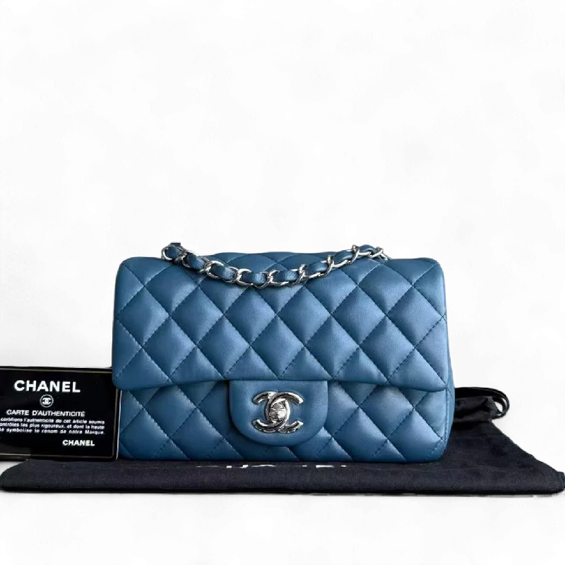 Chanel bags for those who value investment piecesChanel Classic Flap Mini - 20CM Rectangle Quilted Lambskin Dark Blue Silver Hardware