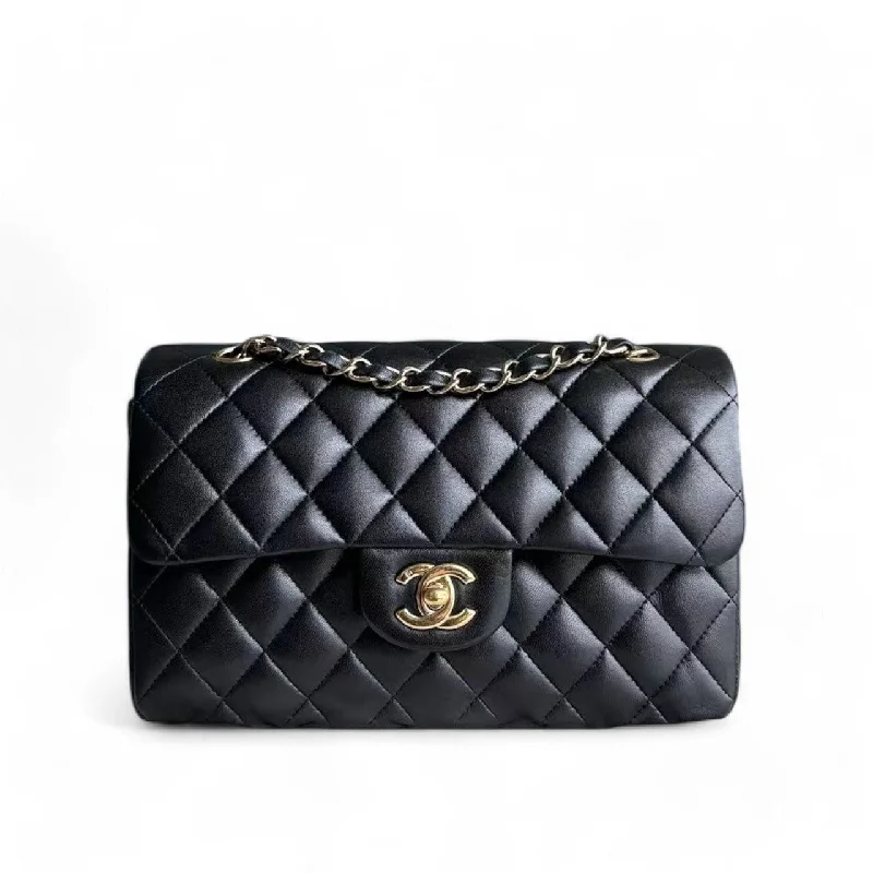 Chanel leather bags for everydChanel Classic Flap Small - 23CM Quilted Lambskin Black Gold Hardware Series 12