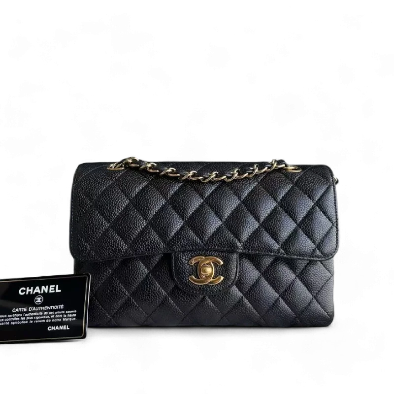 Chanel leather bags for everydChanel Classic Flap Small - Caviar 23CM Quilted Black 24K Gold Hardware Series 12