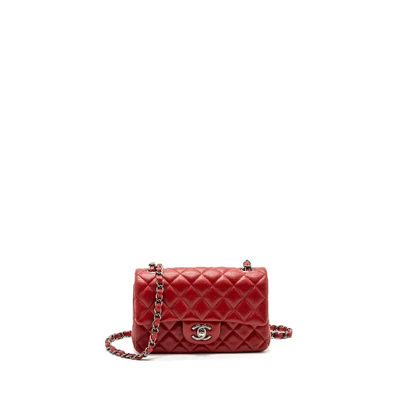 Chanel bags available in bold colors and patternsChanel Classic Mini Rectangular Flap Bag Lambskin Red Ruthenium Hardware