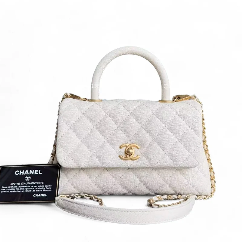 Chanel Colorful Handbag for Spring OutfitsChanel Coco Handle Small - Caivar Quilted Cream White Gold Hardware Series 24