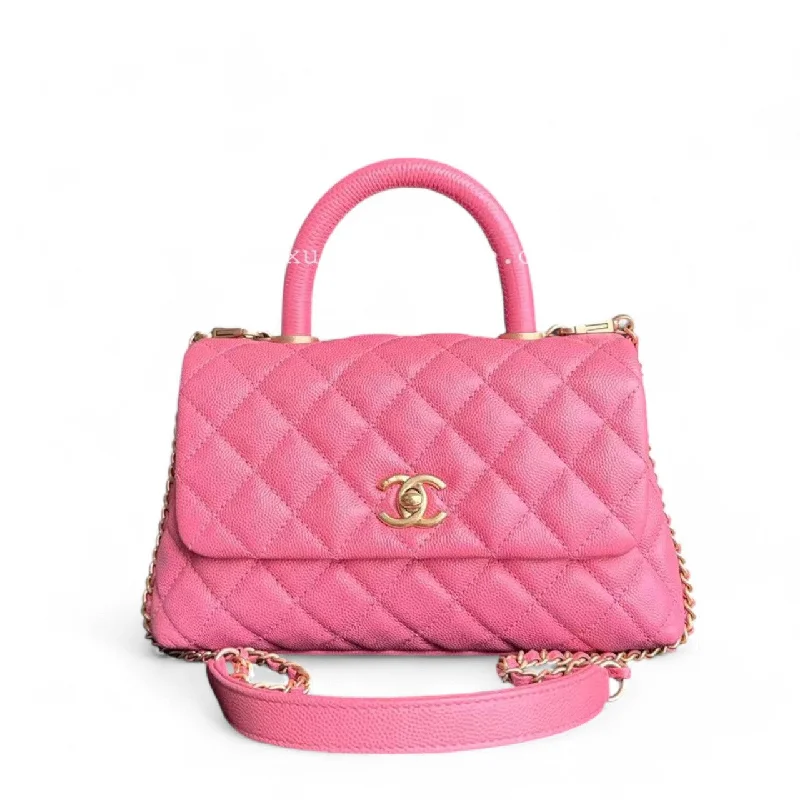 Chanel bags for a polished and professional appearanceChanel Coco Handle Small - Caviar Quilted Pink Gold Hardware Series 28