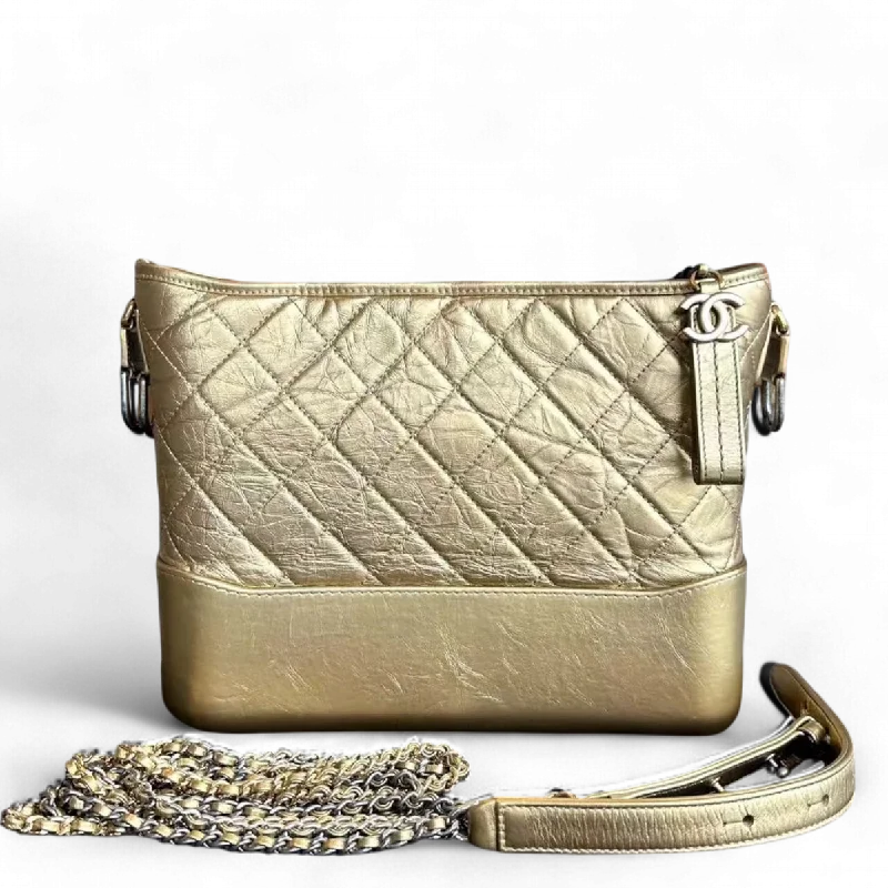 Chanel bags with iconic stitching detailsChanel Gabrielle Hobo Medium 28CM Quilted Calfskin Gold GHW