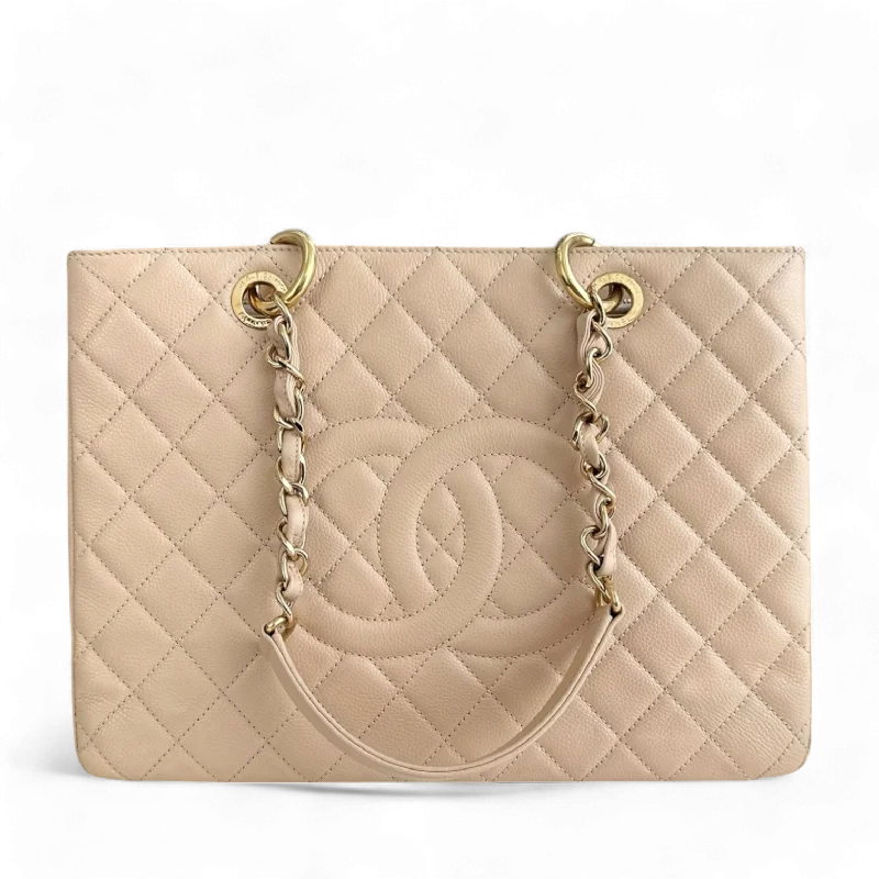 Chanel All - Match Handbag for Versatile StylingChanel GST Grand Shopping Tote - Caviar Quilted Beige Gold Series 15