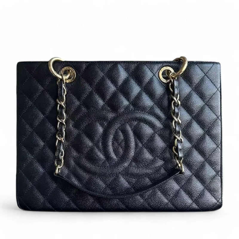 Chanel Vintage Inspired Handbag for Retro LoversChanel GST Grand Shopping Tote - Caviar Quilted Black Gold Hardware