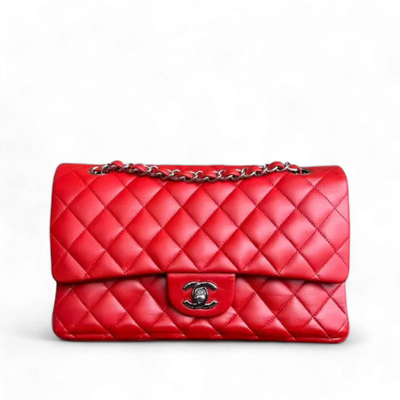 Chanel bags for those who value investment piecesChanel Classic Flap Medium - Double Flap Quilted Lambskin Red SHW No 15