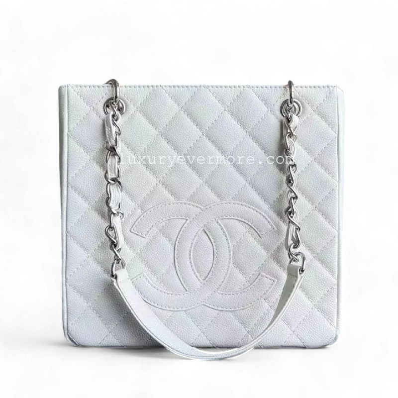 Chanel bags available in bold colors and patternsChanel PST Petite Shopping Tote - Caviar Quilted White Tote Bag Series 12