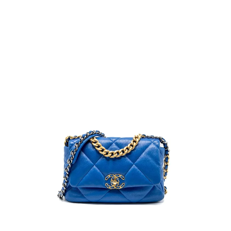 Chanel bags for women who appreciate fine craftsmanshipChanel Small 19 Bag Lambskin Blue Multicolour Hardware (Microchip)