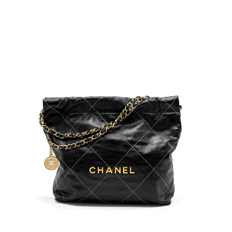 Chanel bags for women with minimalist styleChanel small 22 bag calfskin with white Stitching black GHW (microchip)