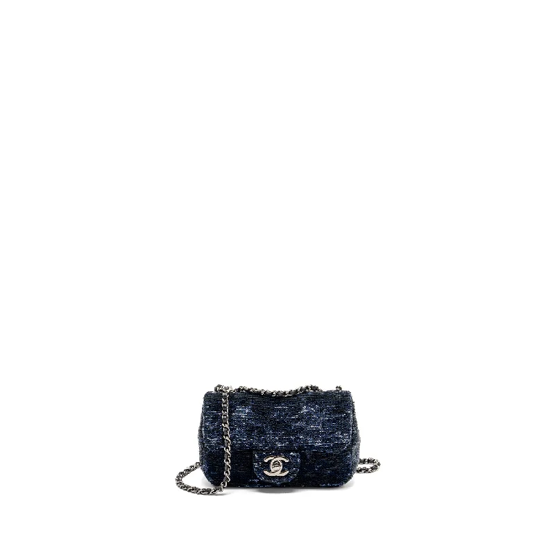 Chanel All - Match Handbag for Versatile StylingChanel super mini flap bag sequin dark blue / black SHW