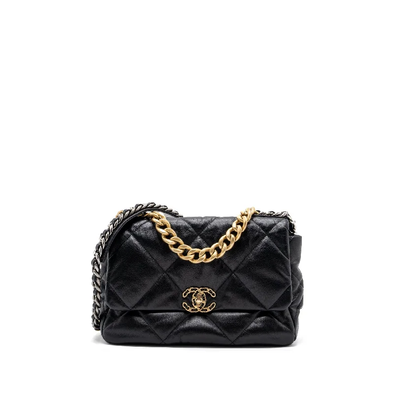 Chanel bags for women with minimalist styleChanel Medium 19 Bag Goatskin Black Multicolour hardware