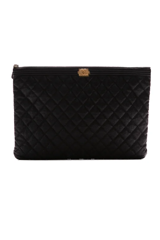 Chanel Luxury Handbag for High - End EventsLarge Boy O-Case Zip Pouch