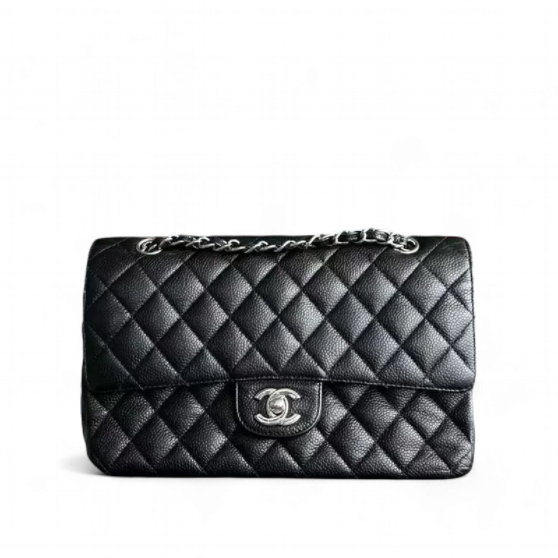 Chanel leather bags for everydChanel Classic Flap Caviar Double Flap Quilted Calfskin Black SHW No 14