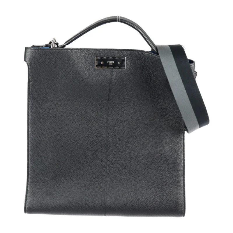 Ladies Fendi shoulder bags with a hidden magnetic pocket for discreet storageFENDI Peekaboo X Light Fit Tote Bag 7VA447 Leather Black Silver Hardware 2WAY Shoulder